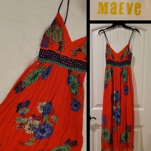 🆕️Anthro-Maeve orange floral maxi sundress 0